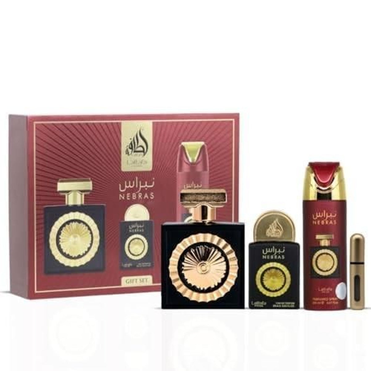 Lattafa Pride Nebras Unisex Three-Piece Fragrance Gift Set – 100ml + 20ml + 200ml