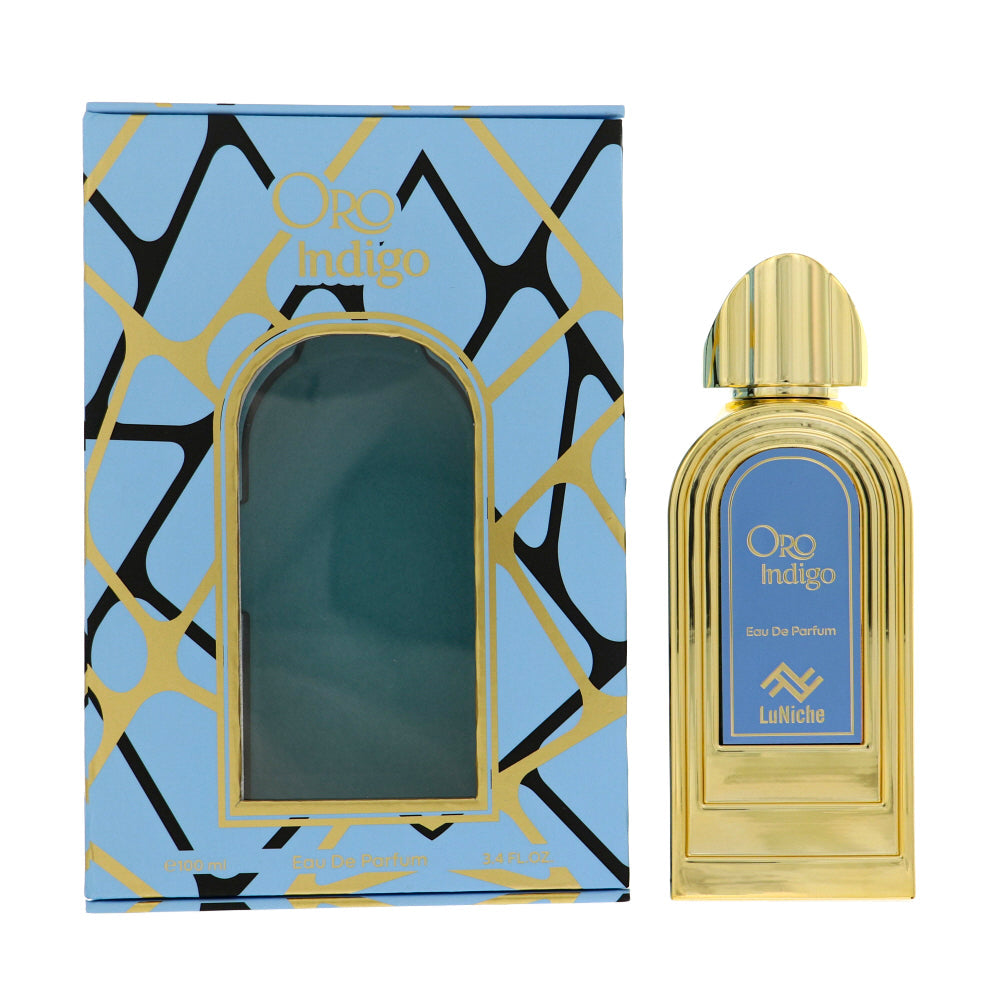 LuNiche Oro Indigo Eau de Parfum 100ml bottle and box
