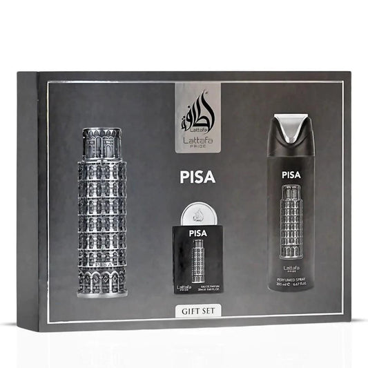 Lattafa Pride Pisa Men’s Three-Piece Fragrance Gift Set – 100ml + 20ml + 200ml