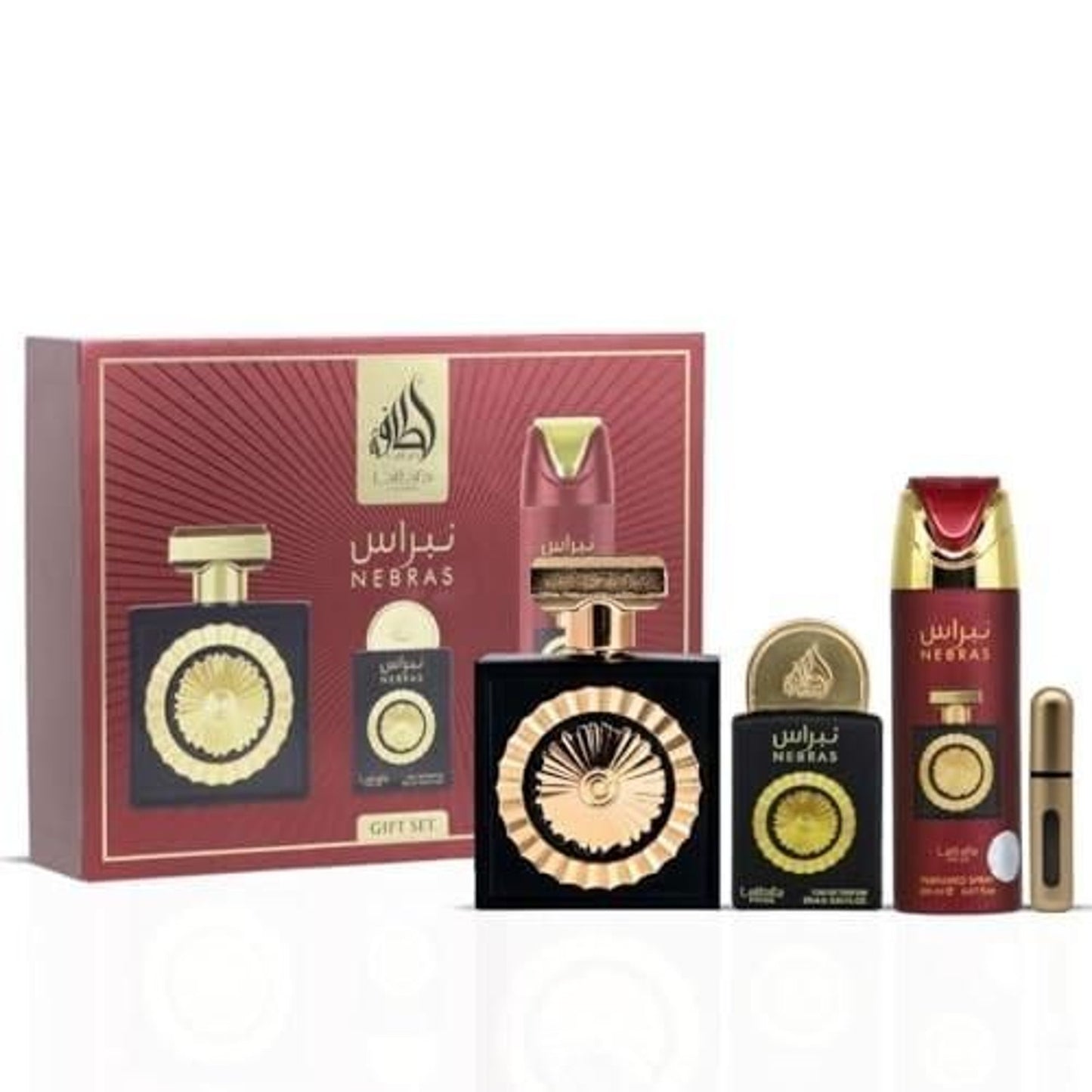 Lattafa Pride Nebras Unisex Three-Piece Fragrance Gift Set – 100ml + 20ml + 200ml
