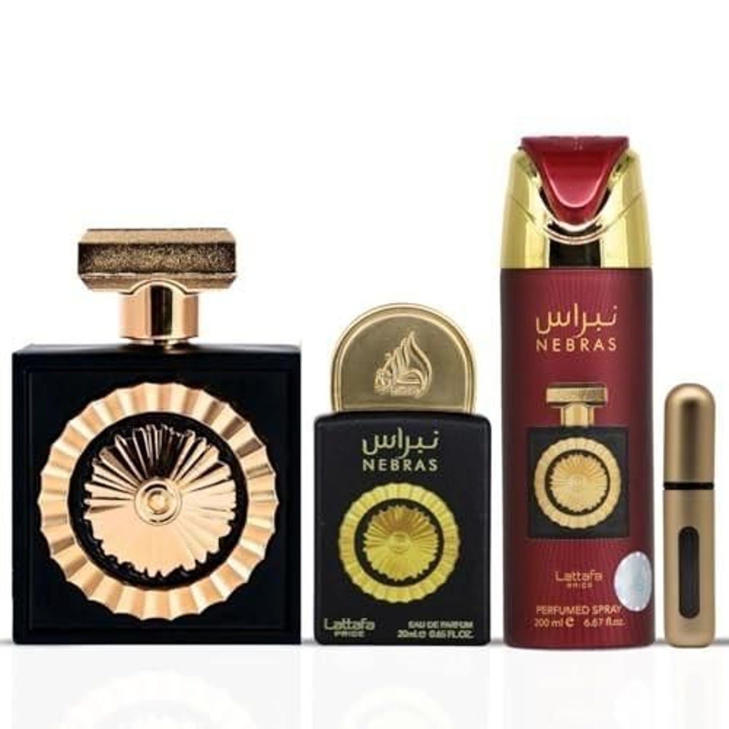 Lattafa Pride Nebras Unisex Three-Piece Fragrance Gift Set – 100ml + 20ml + 200ml