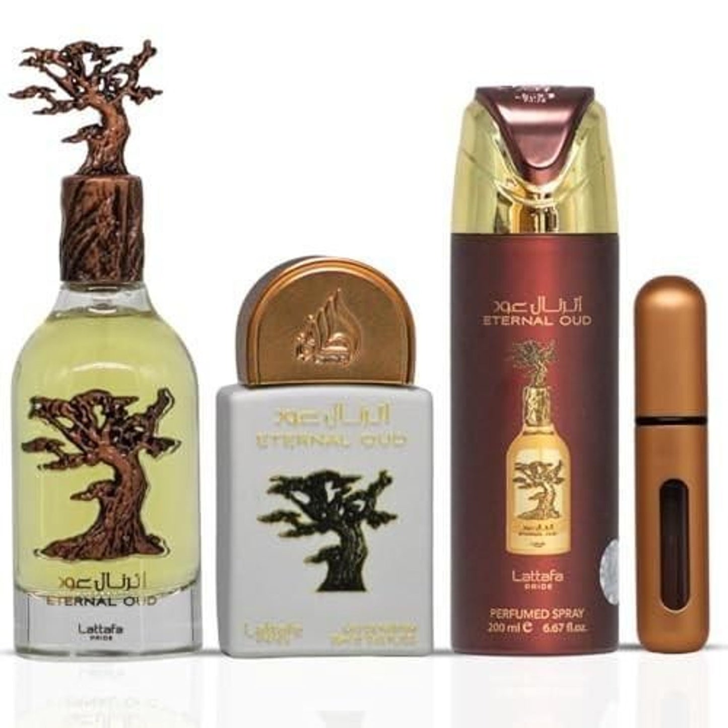 Lattafa Pride Eternal Oud Unisex Three-Piece Fragrance Gift Set – 100ml + 20ml + 200ml