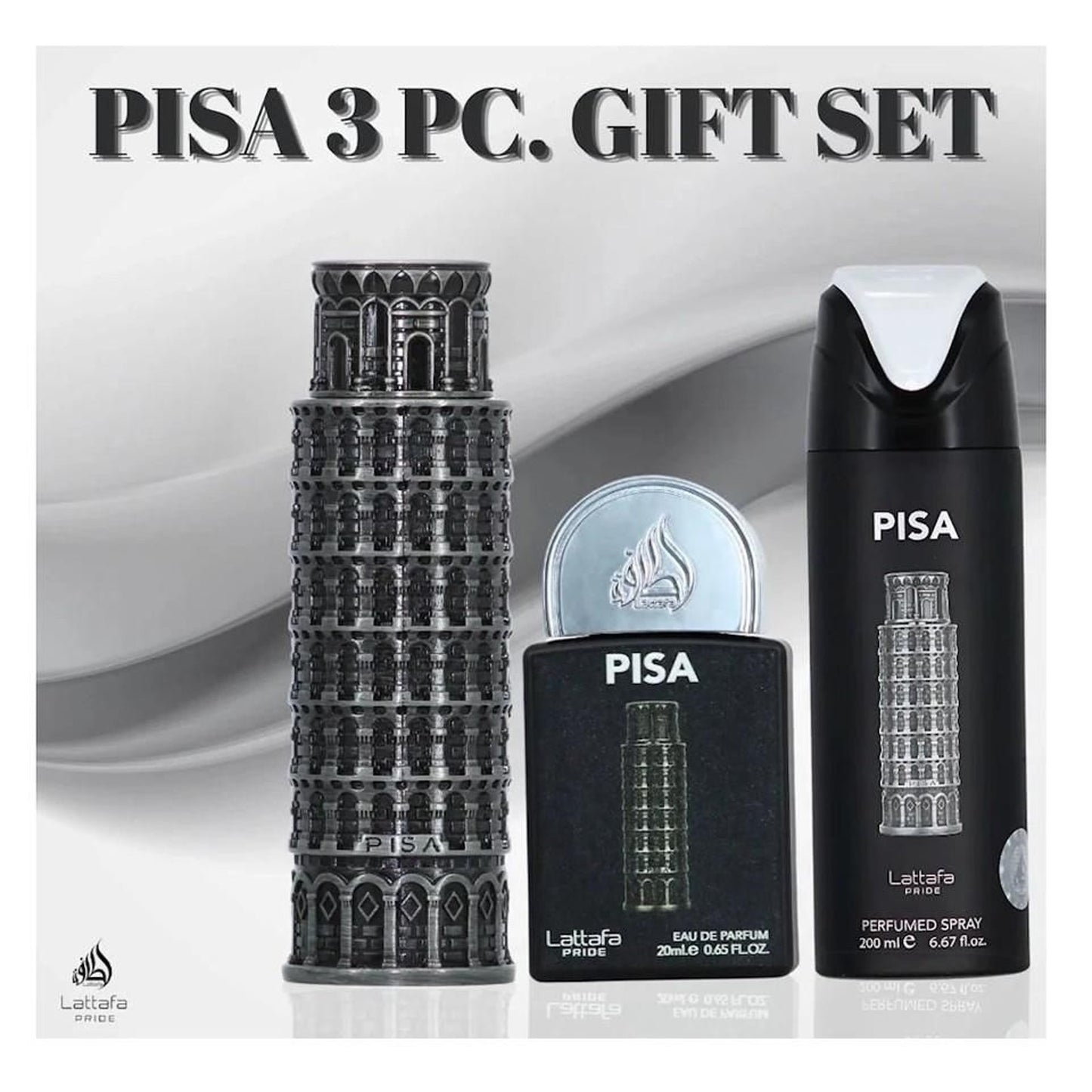 Lattafa Pride Pisa Men’s Three-Piece Fragrance Gift Set – 100ml + 20ml + 200ml