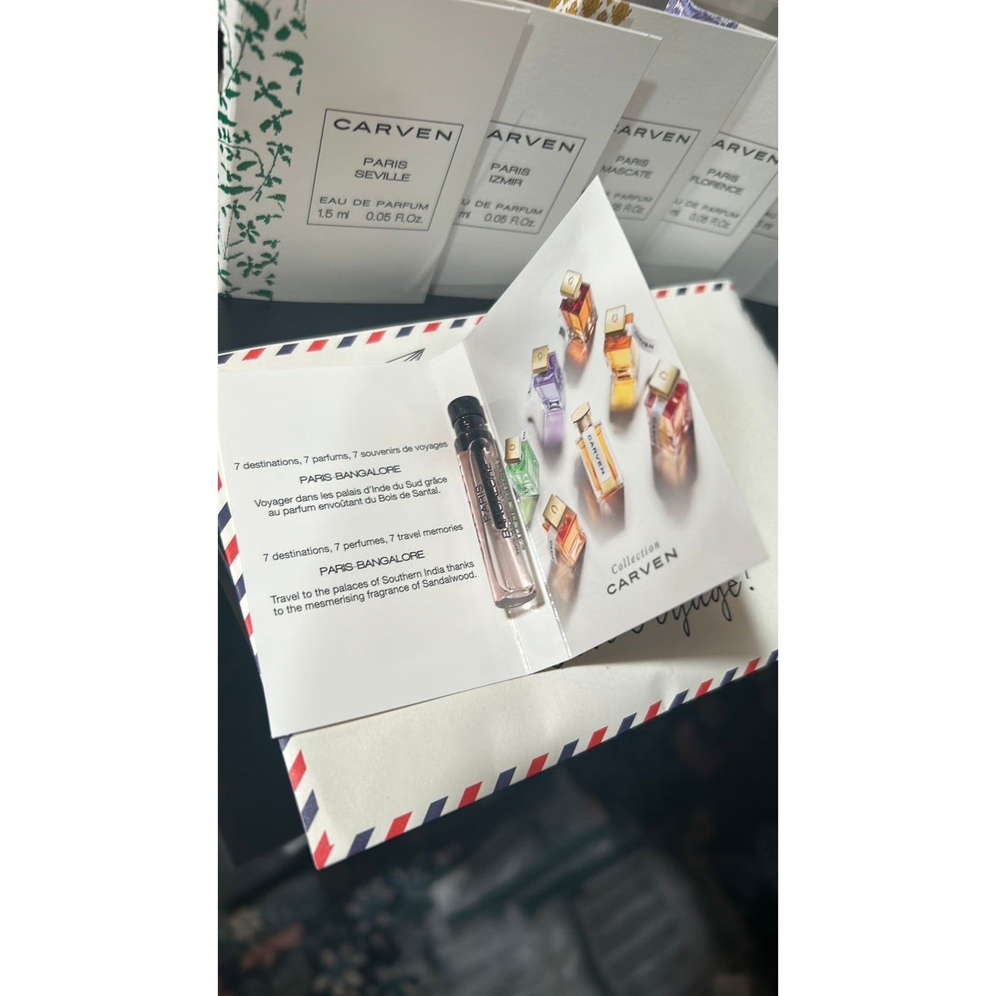 Carven Bon Voyage Mini Sample Set – 7 x 1.5ml Journeys in a Box ✈️🌍