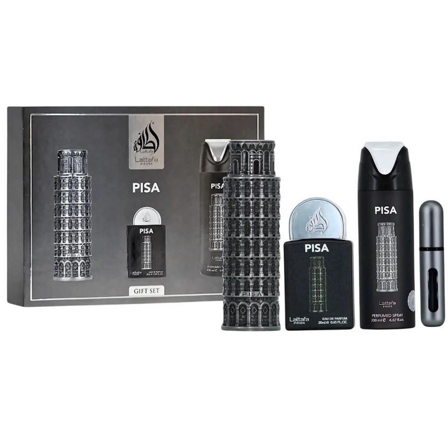 Lattafa Pride Pisa Men’s Three-Piece Fragrance Gift Set – 100ml + 20ml + 200ml