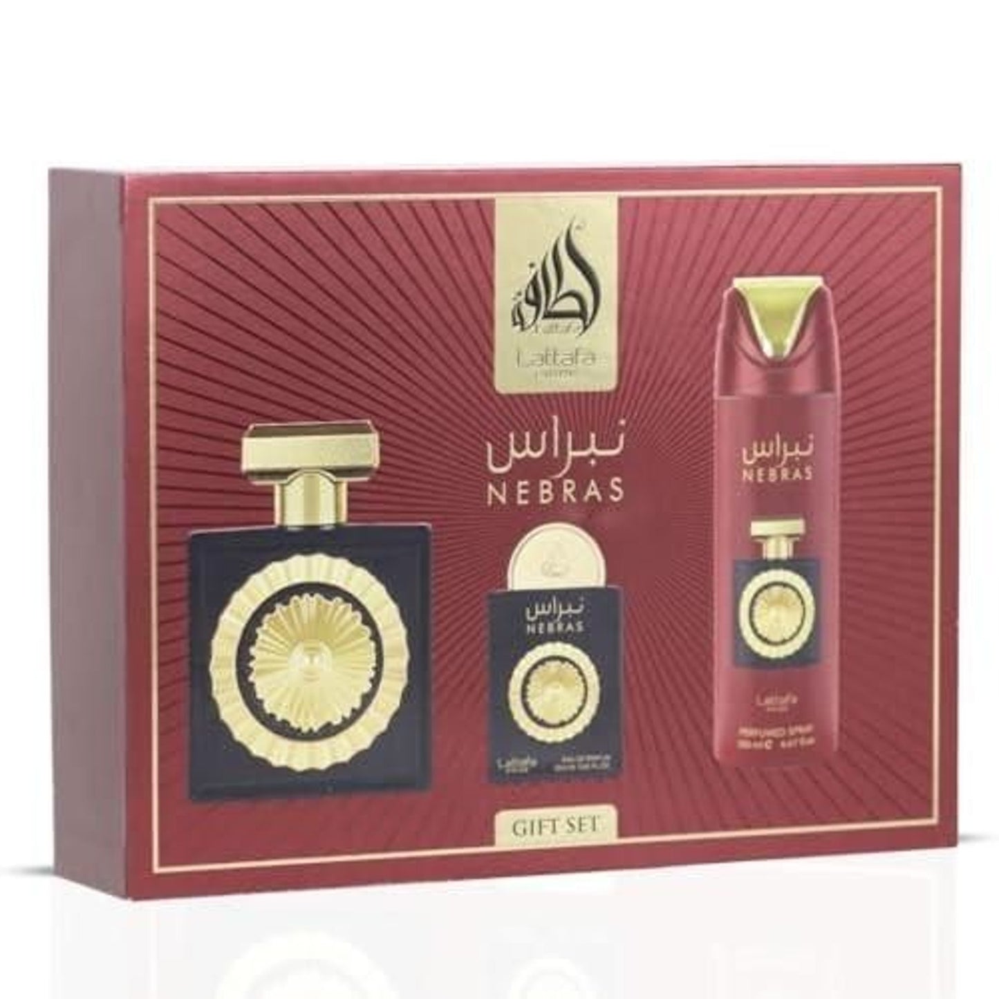 Lattafa Pride Nebras Unisex Three-Piece Fragrance Gift Set – 100ml + 20ml + 200ml