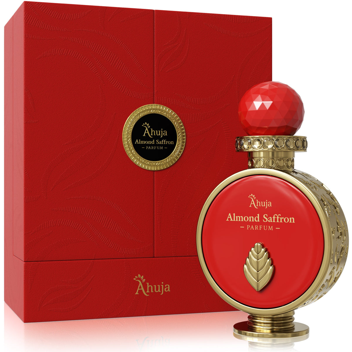 Ahuja Almond Saffron Parfum 100ml bottle and presentation box