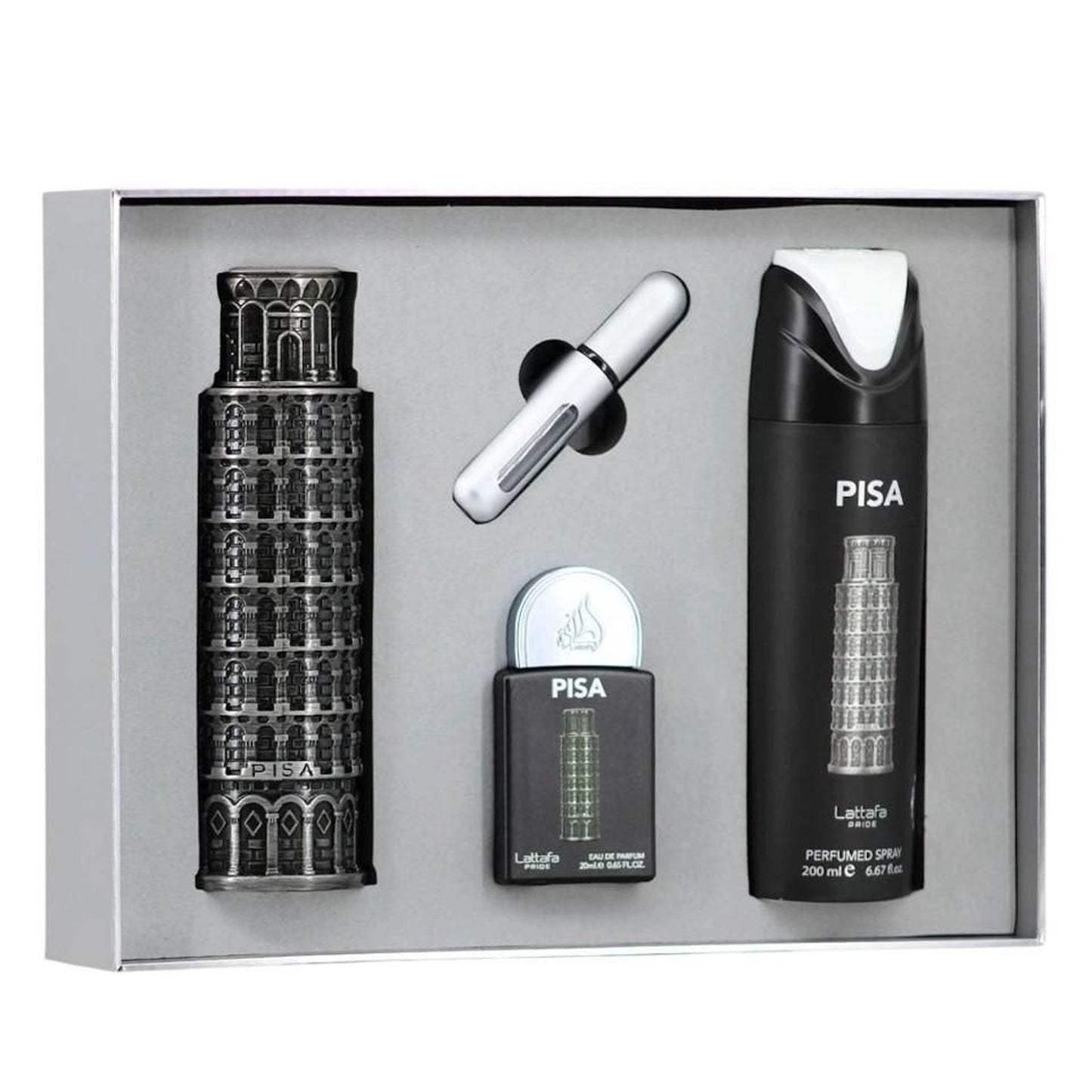Lattafa Pride Pisa Men’s Three-Piece Fragrance Gift Set – 100ml + 20ml + 200ml