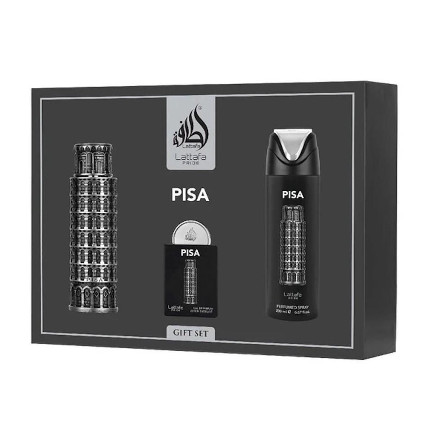 Lattafa Pride Pisa Men’s Three-Piece Fragrance Gift Set – 100ml + 20ml + 200ml