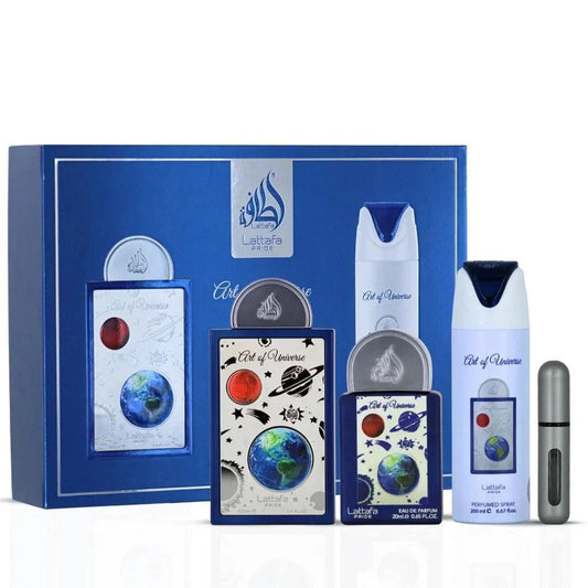 Lattafa Pride Art of Universe Unisex Three-Piece Fragrance Gift Set – 100ml + 20ml + 200ml