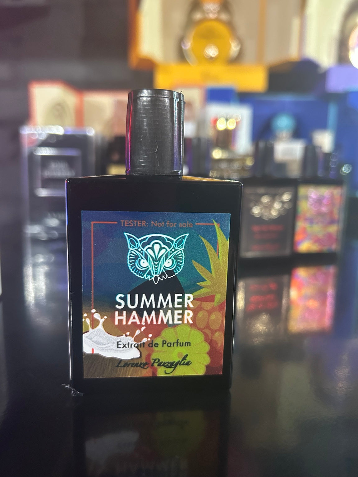 Lorenzo Pazzaglia Summer Hammer 50ml tester bottle showing its black plastic tester cap